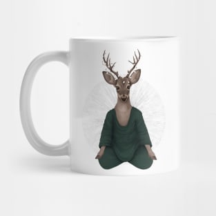 meditating deer - green Mug